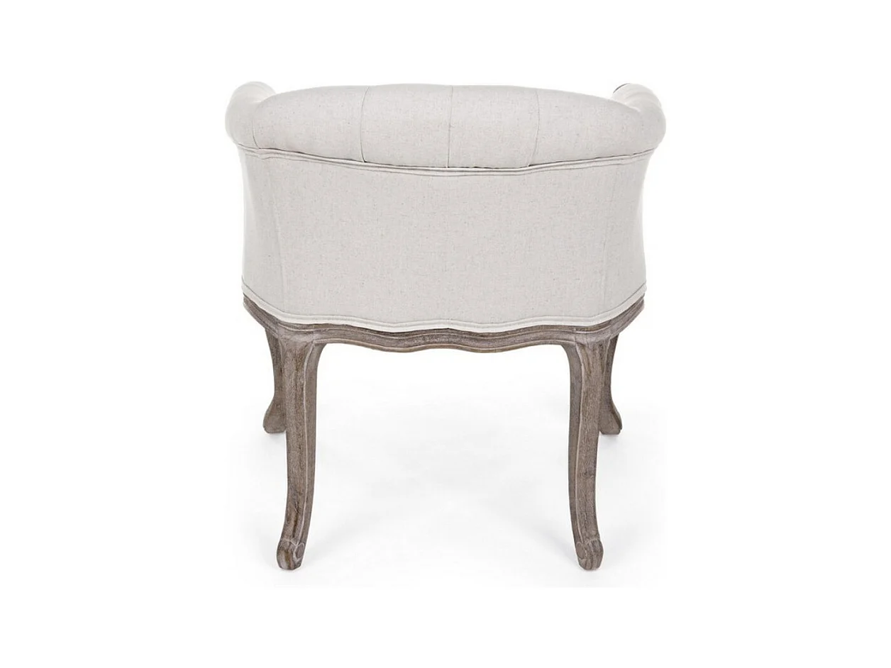 Lot de 2 fauteuils Dova – Pieds en bois d'Hévéa naturel et assise en tissu-Blanc