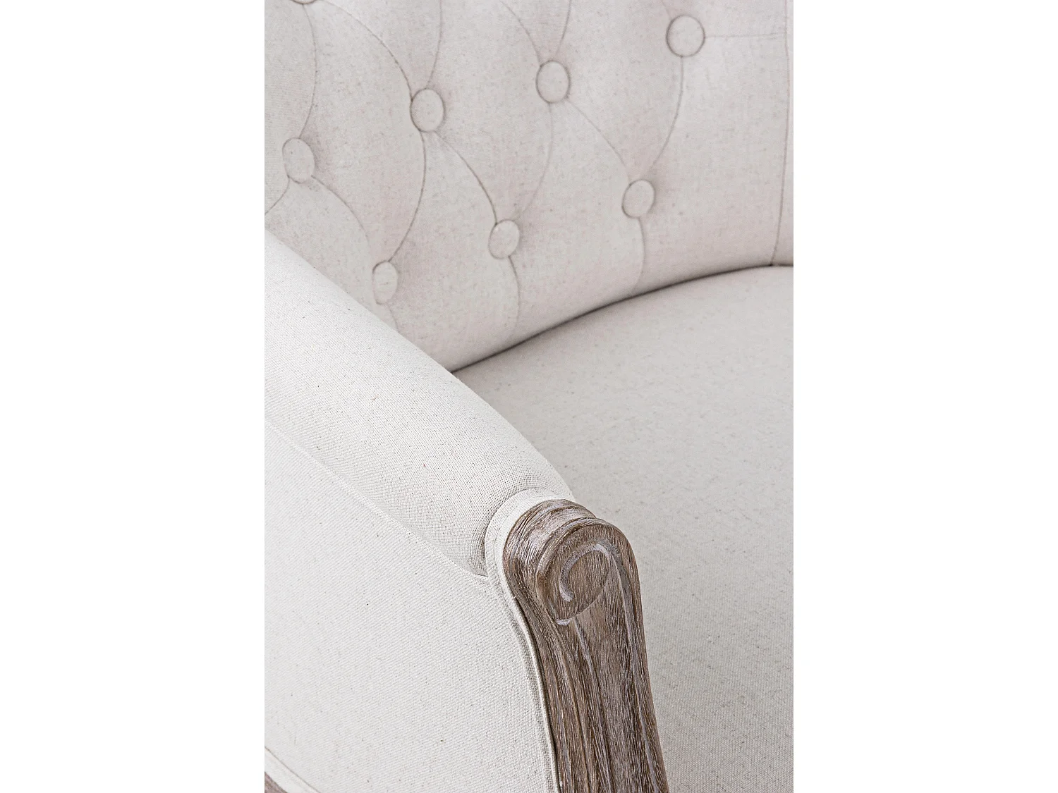 Lot de 2 fauteuils Dova – Pieds en bois d'Hévéa naturel et assise en tissu-Blanc