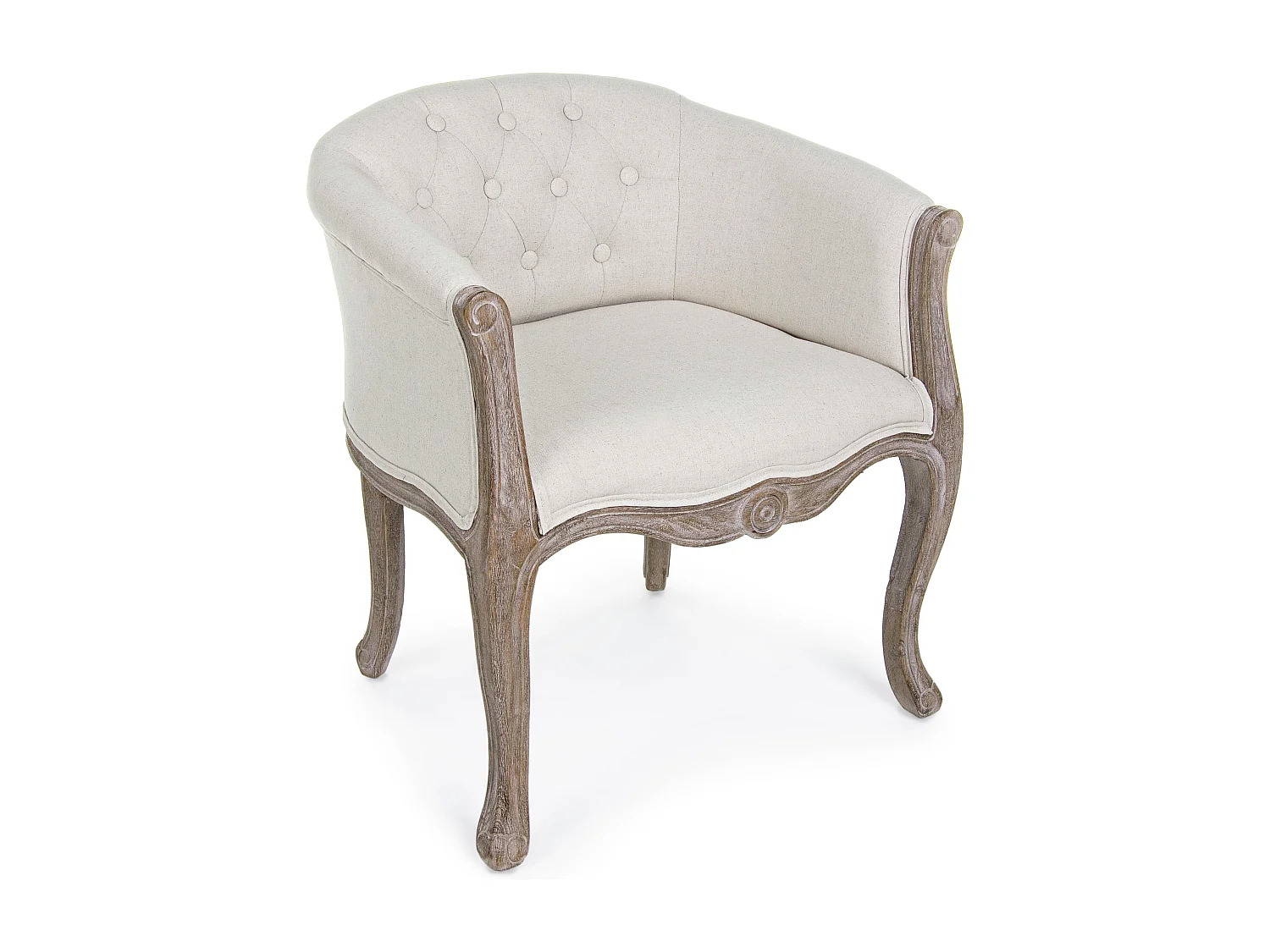 Lot de 2 fauteuils Dova – Pieds en bois d'Hévéa naturel et assise en tissu-Blanc