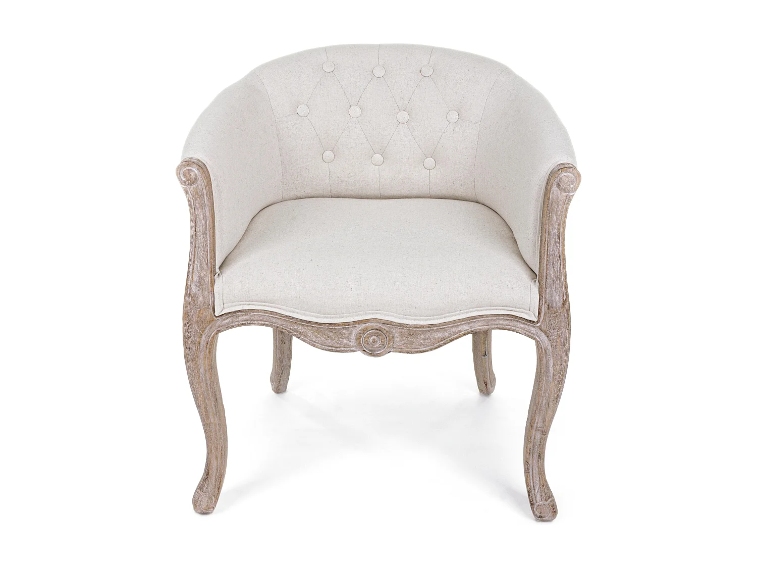 Lot de 2 fauteuils Dova – Pieds en bois d'Hévéa naturel et assise en tissu-Blanc