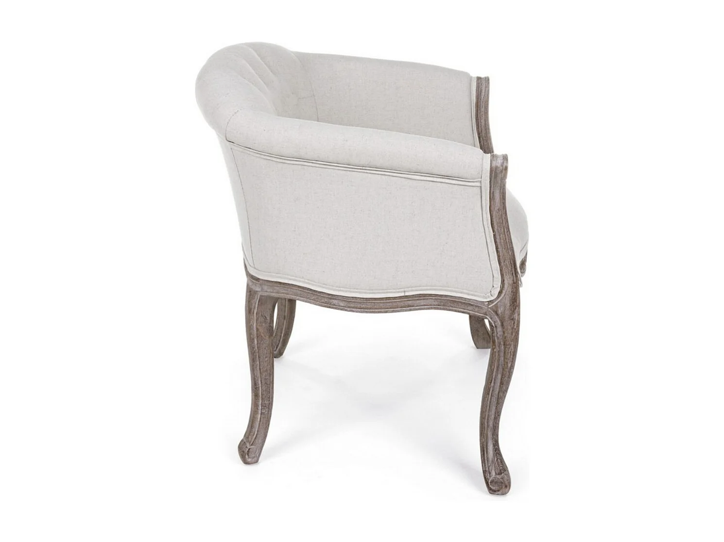 Lot de 2 fauteuils Dova – Pieds en bois d'Hévéa naturel et assise en tissu-Blanc