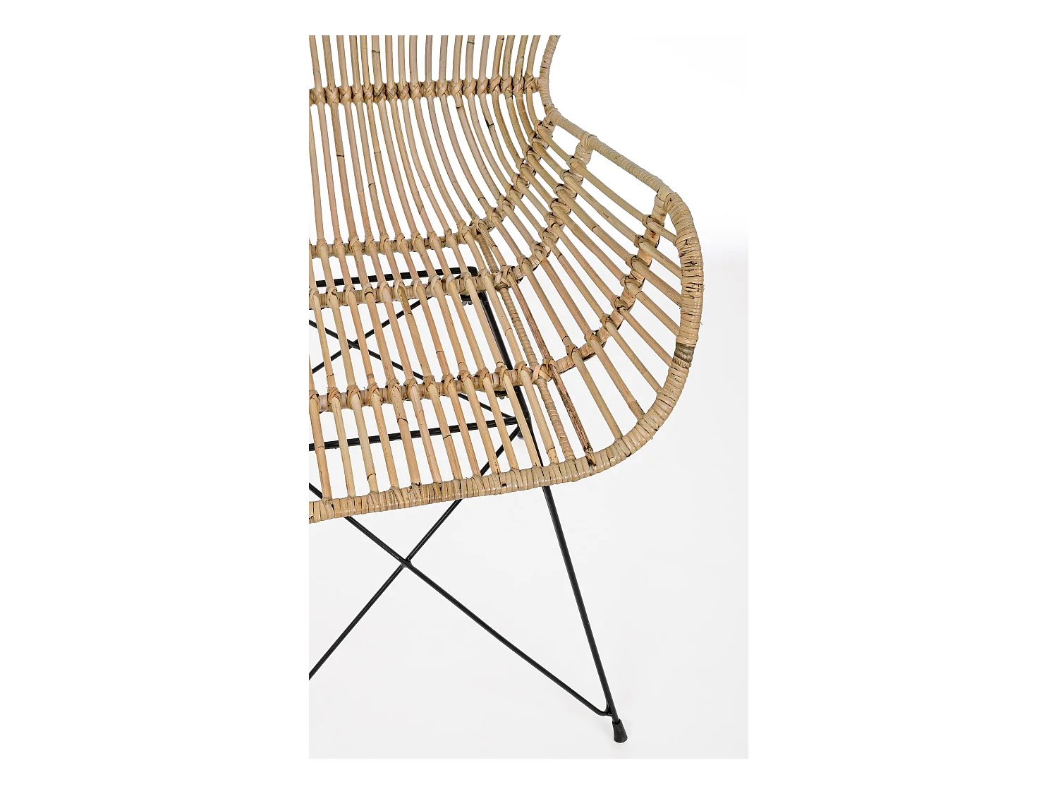 Fauteuil en rotin naturel et pieds en acier Vania bois clair - Lot de 4