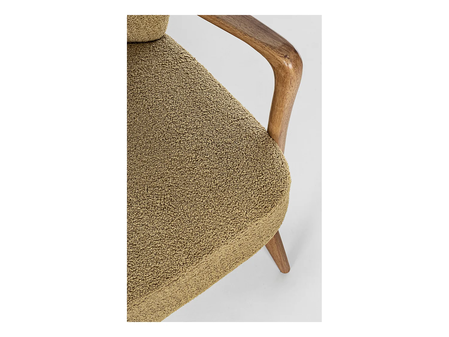 Fauteuil tissu marron effet laine et bois de hévéa Ritaz