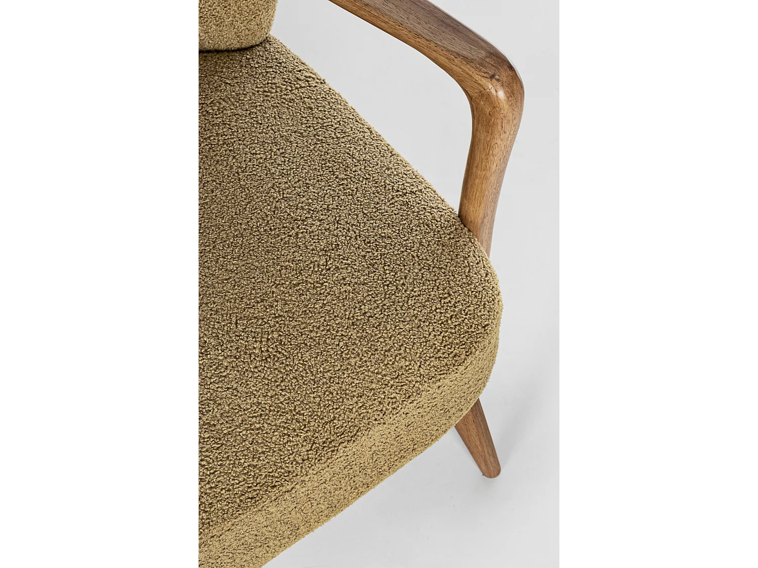 Fauteuil tissu marron effet laine et bois de hévéa Ritaz