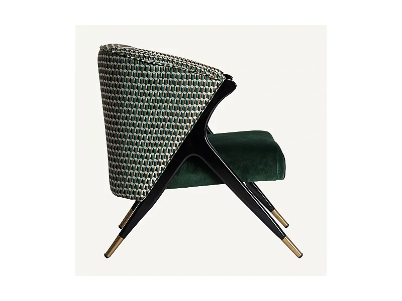 Fauteuil vert et noir art déco Korne