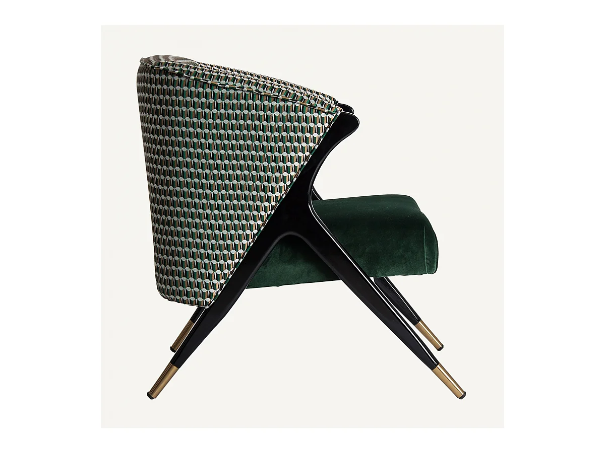 Fauteuil vert et noir art déco Korne