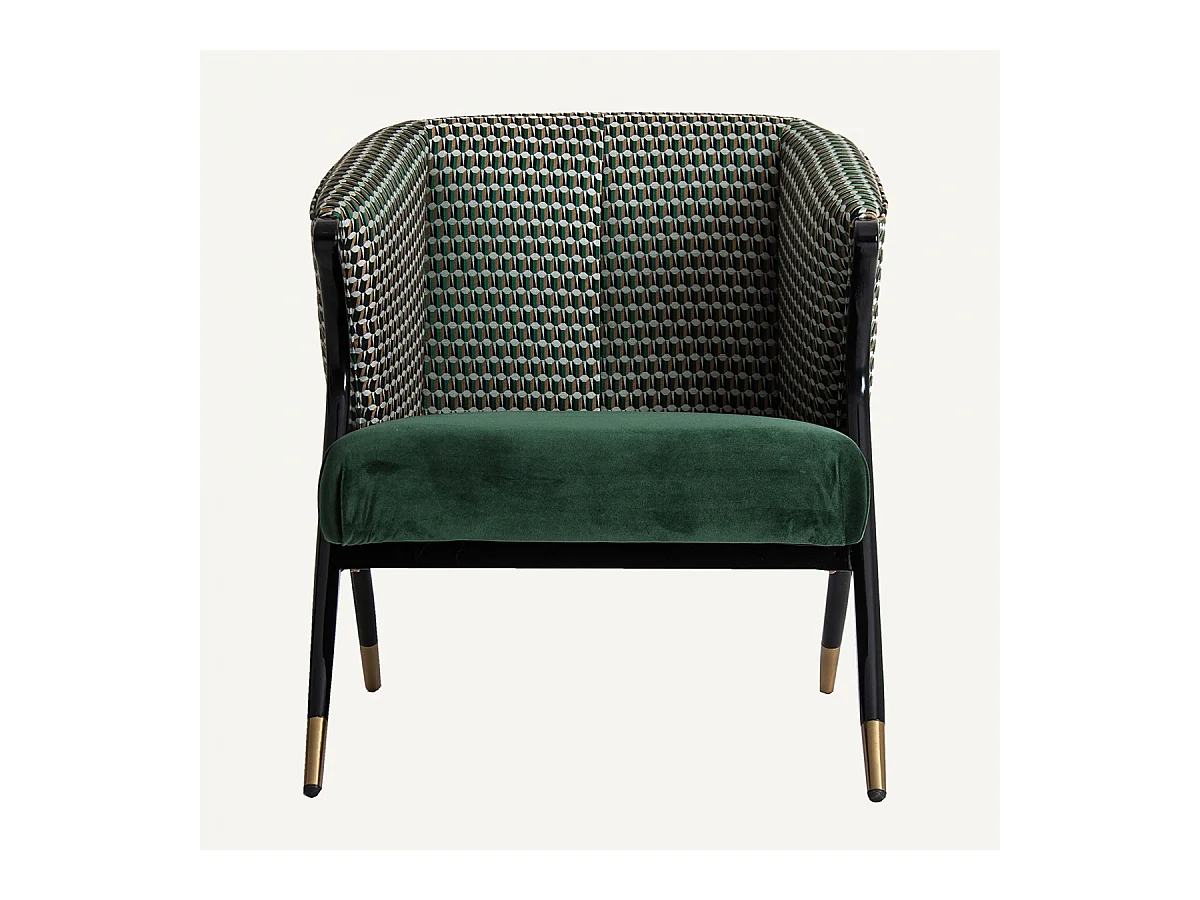 Fauteuil vert et noir art déco Korne