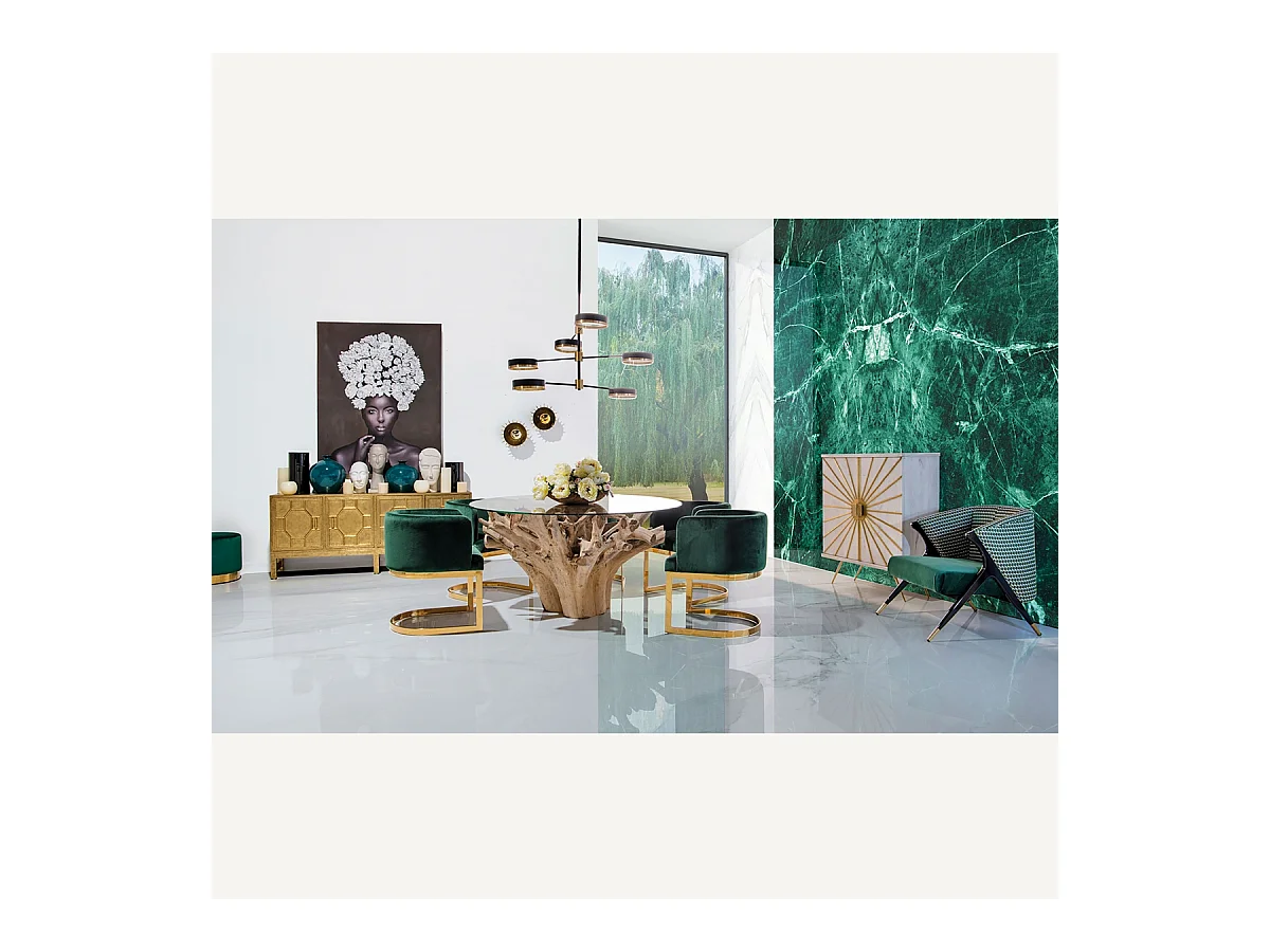 Fauteuil vert et noir art déco Korne