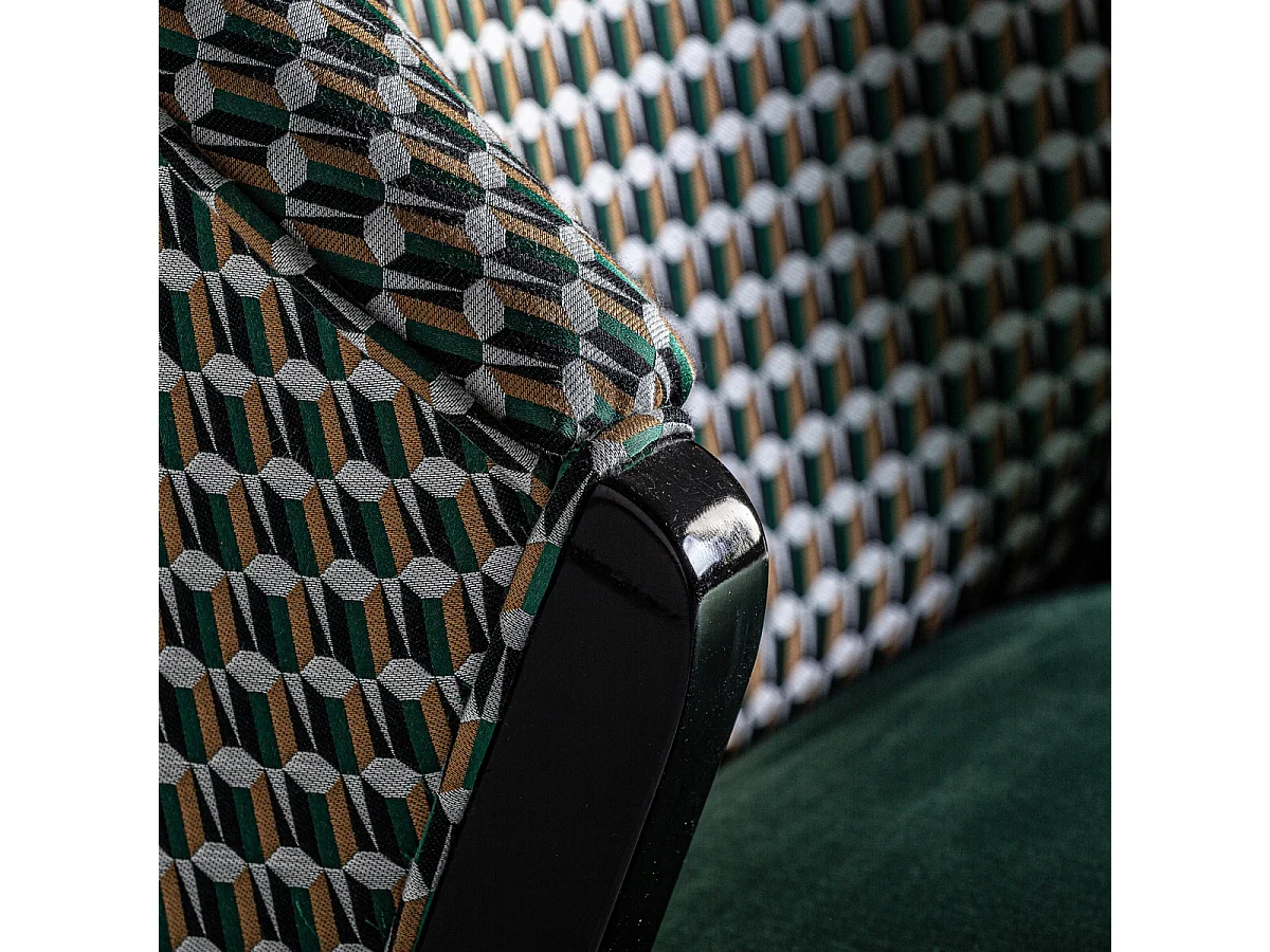 Fauteuil vert et noir art déco Korne