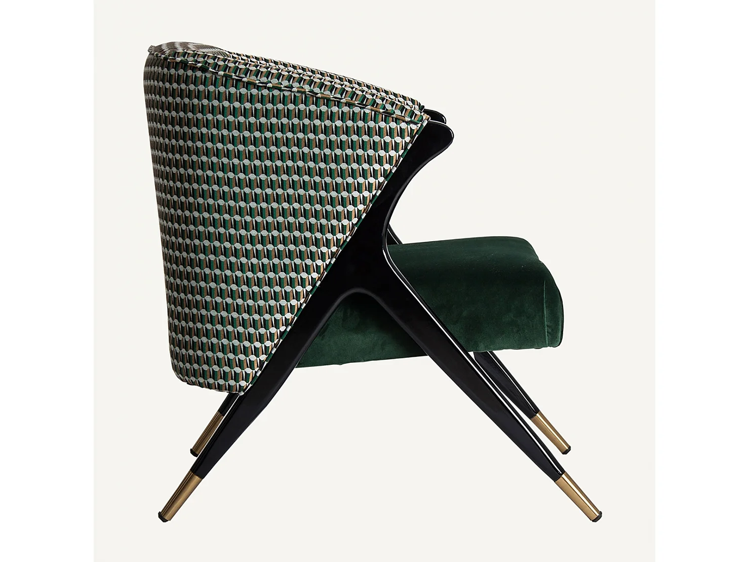 Fauteuil vert et noir art déco Korne