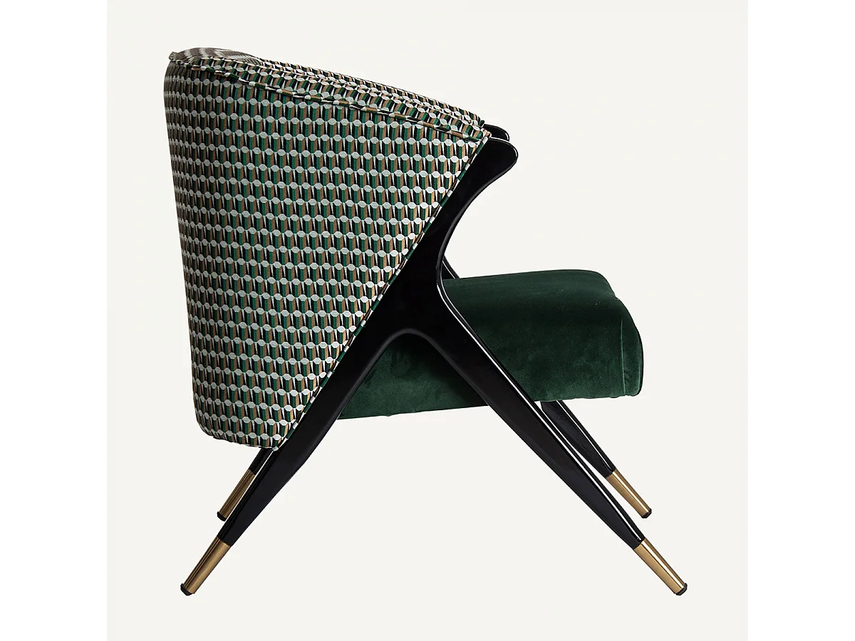 Fauteuil vert et noir art déco Korne