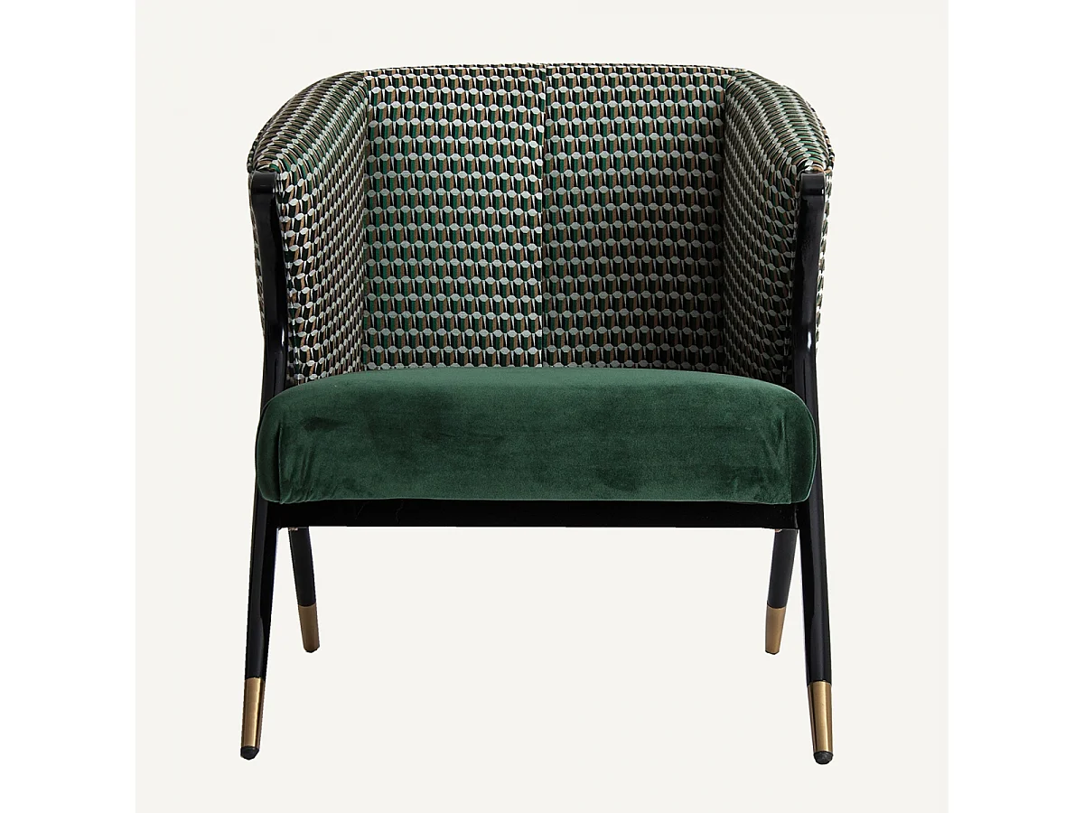 Fauteuil vert et noir art déco Korne