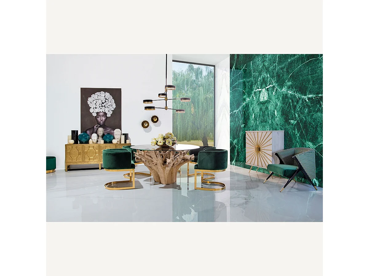 Fauteuil vert et noir art déco Korne