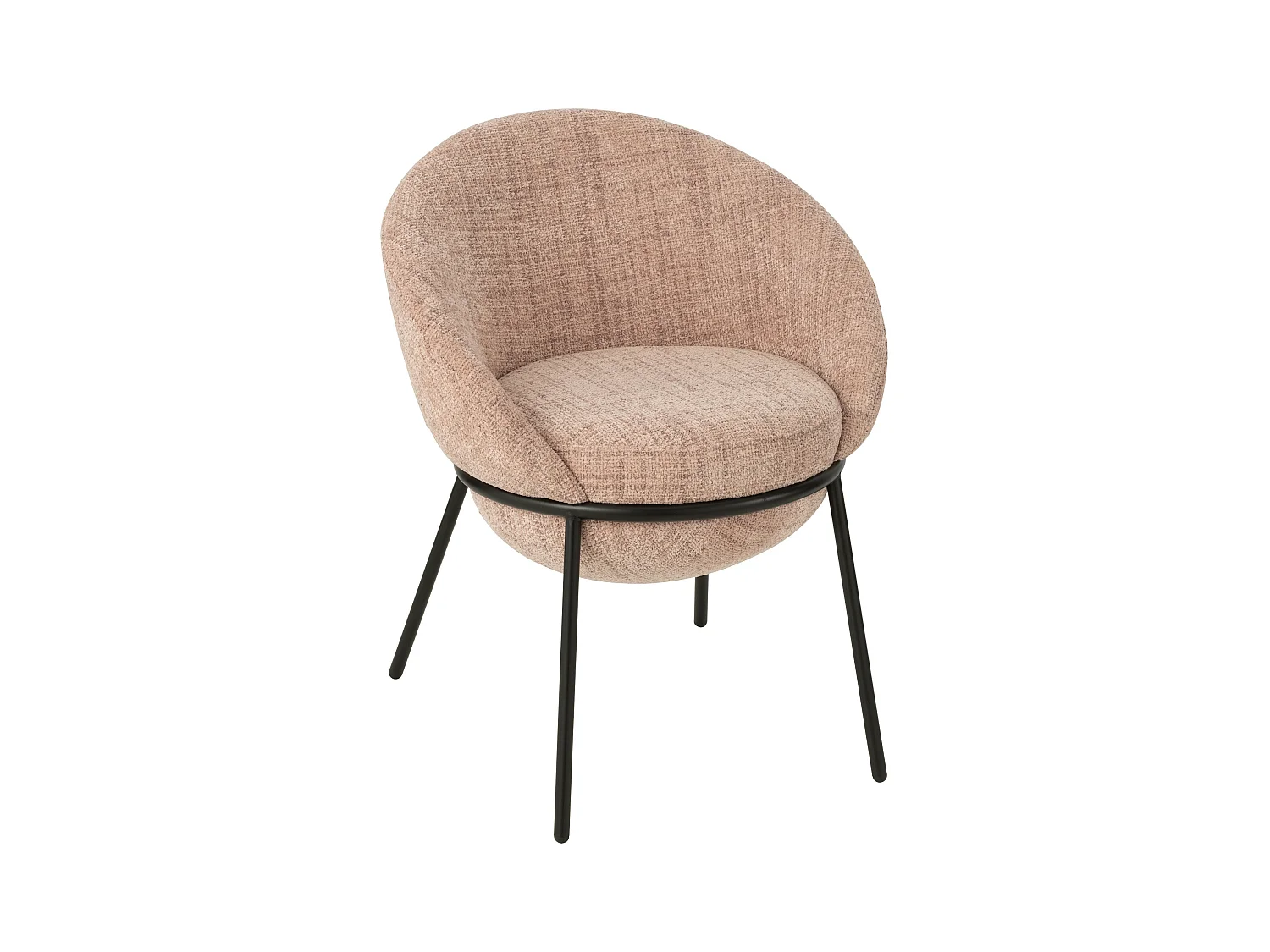 Lot de 2 fauteuils en tissu BOOBY – Structure en métal noir et design moderne-Rose