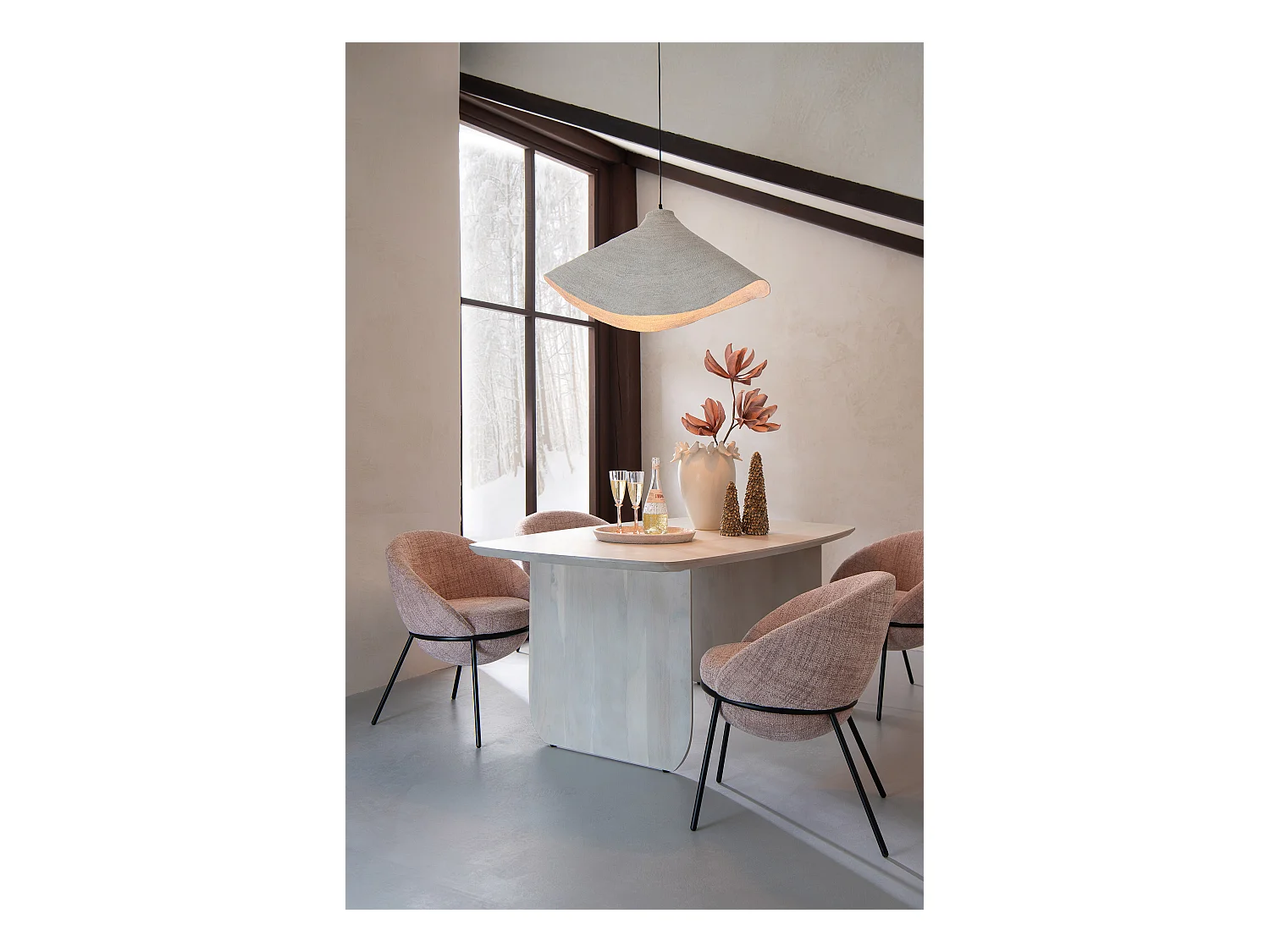 Lot de 2 fauteuils en tissu BOOBY – Structure en métal noir et design moderne-Rose