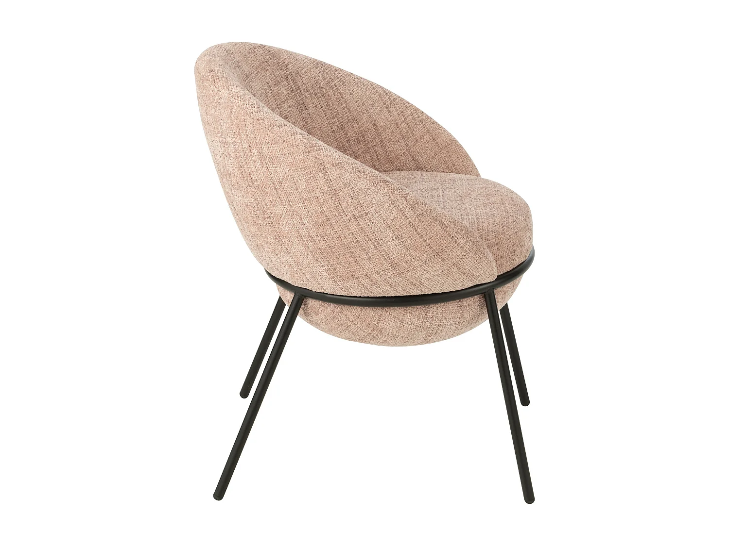 Lot de 2 fauteuils en tissu BOOBY – Structure en métal noir et design moderne-Rose