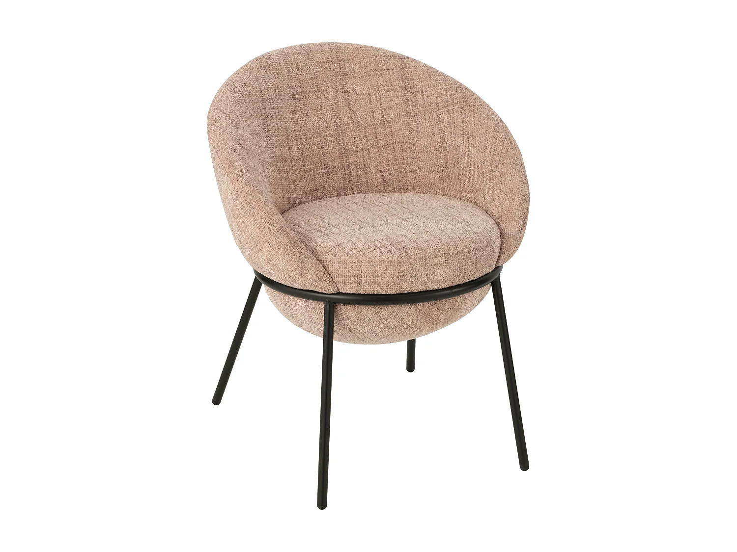 Lot de 2 fauteuils en tissu BOOBY – Structure en métal noir et design moderne-Rose