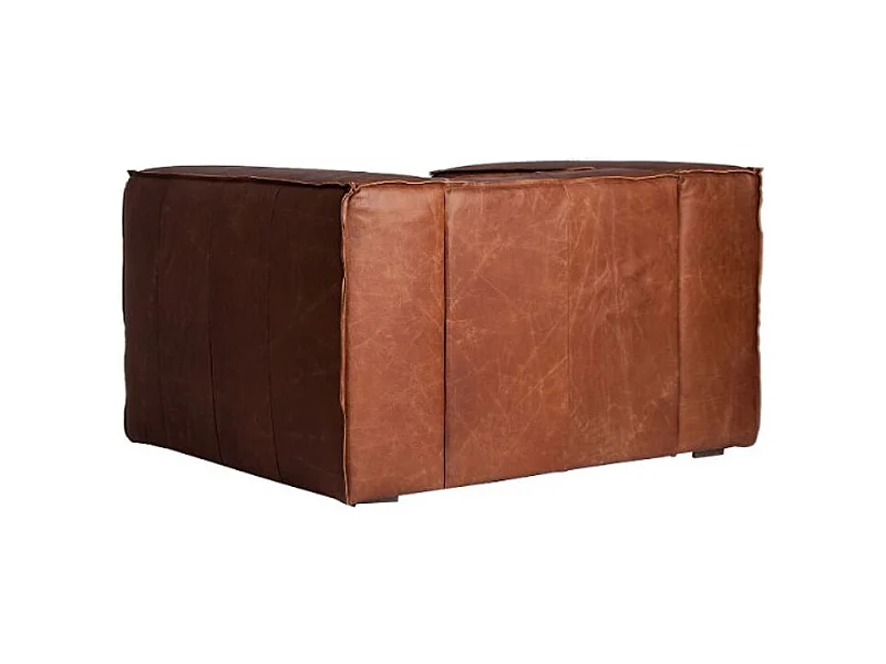 Fauteuil large cuir marron Korza