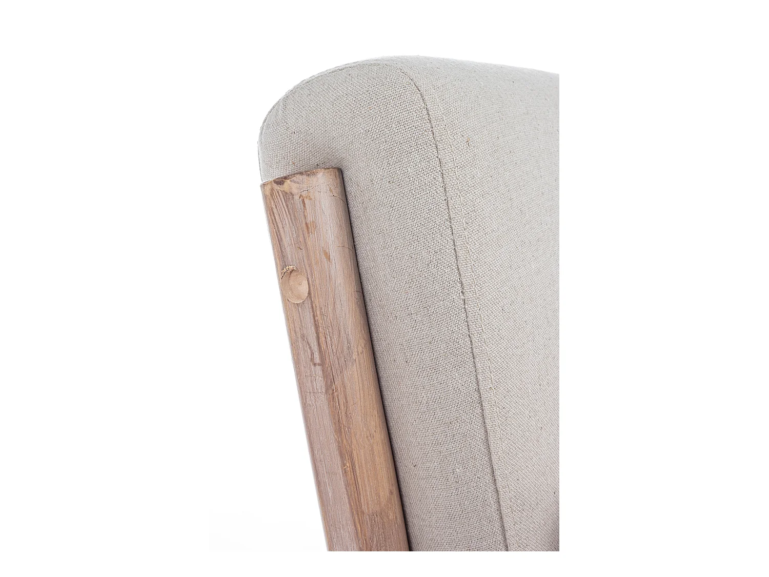 Fauteuil tissu beige clair et pieds en bois d'hévéa Silla