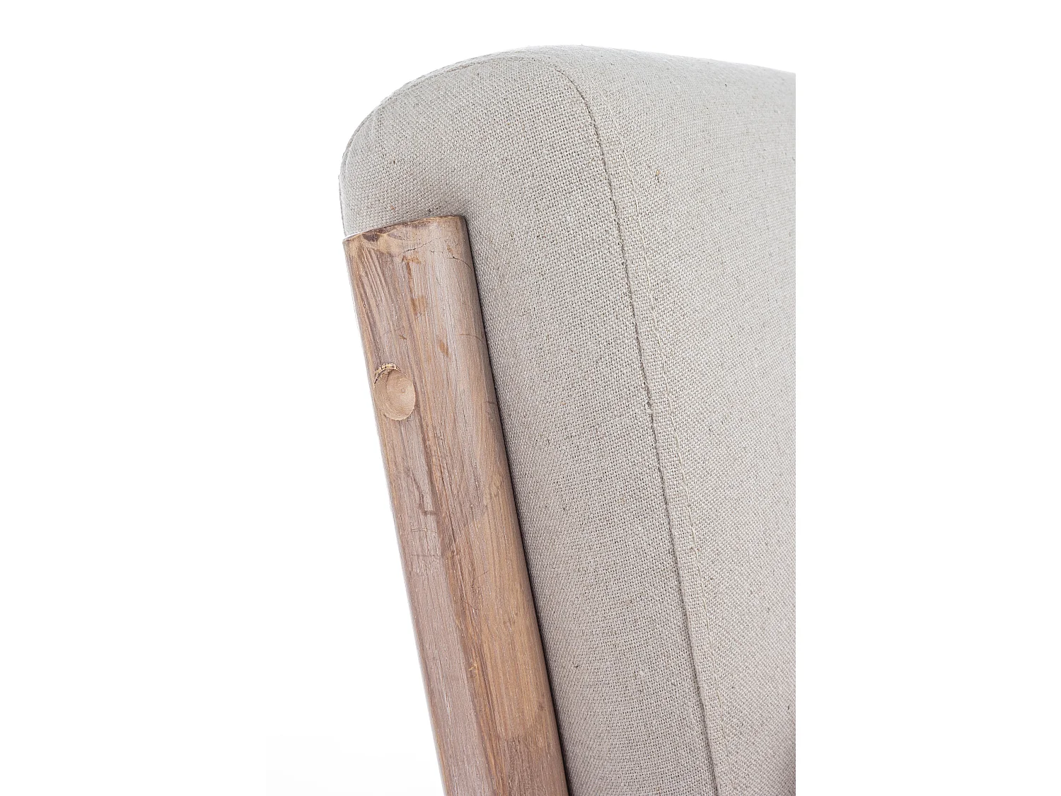 Fauteuil tissu beige clair et pieds en bois d'hévéa Silla