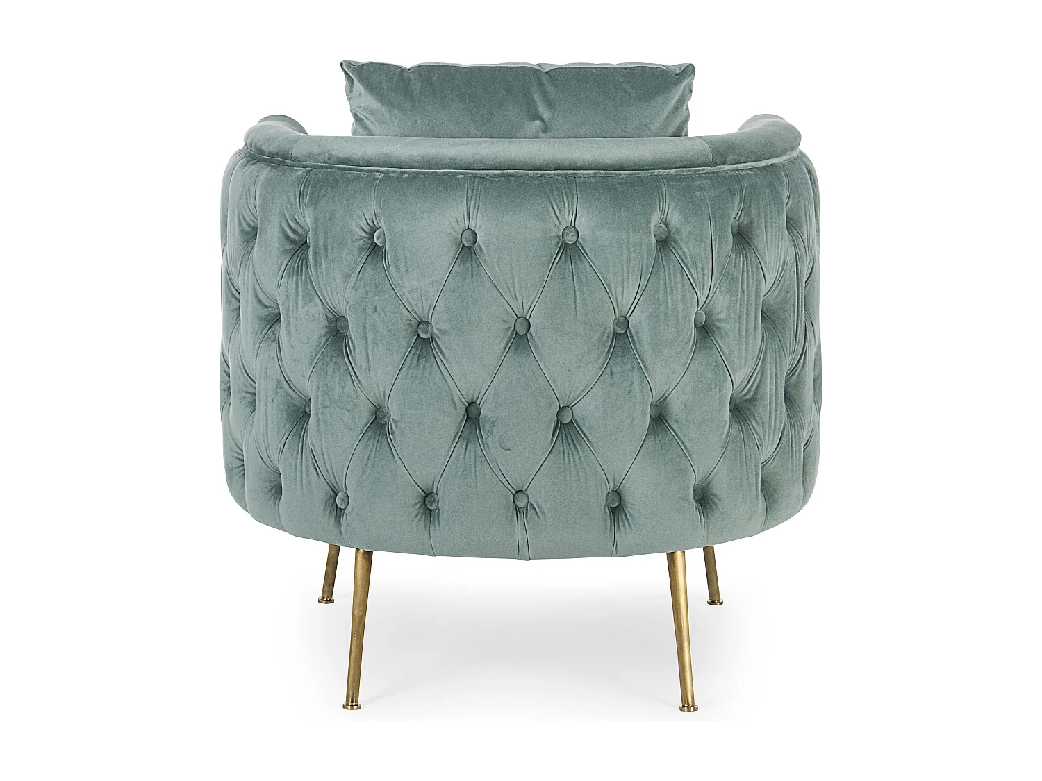 Fauteuil design capitonné vert d'eau et pieds doré Tanka 83cm