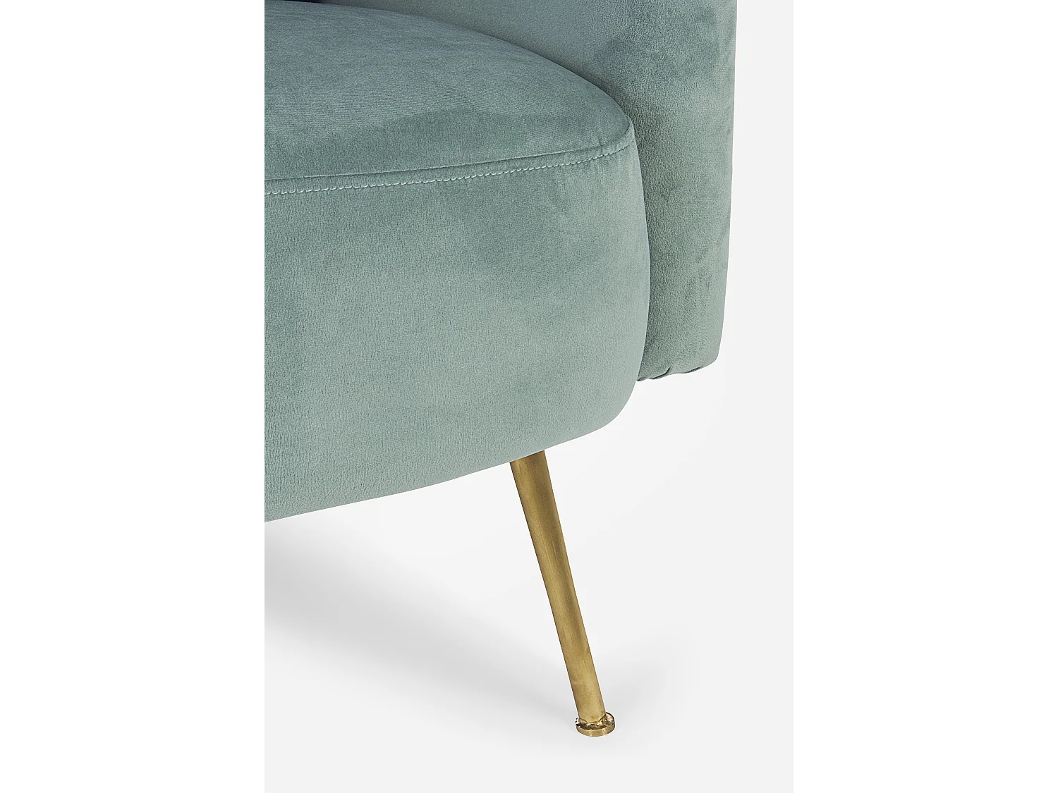 Design fauteuil gecapitonneerd met watergroene en gouden poten Tanka 83 cm