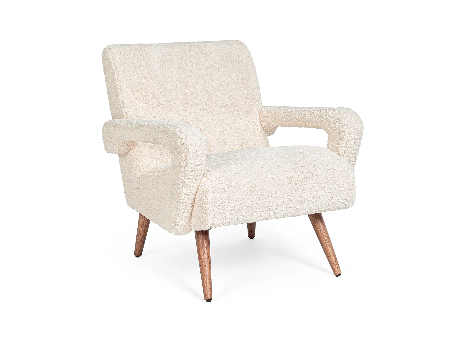 Fauteuil en polyester effet laine blanc Bagy