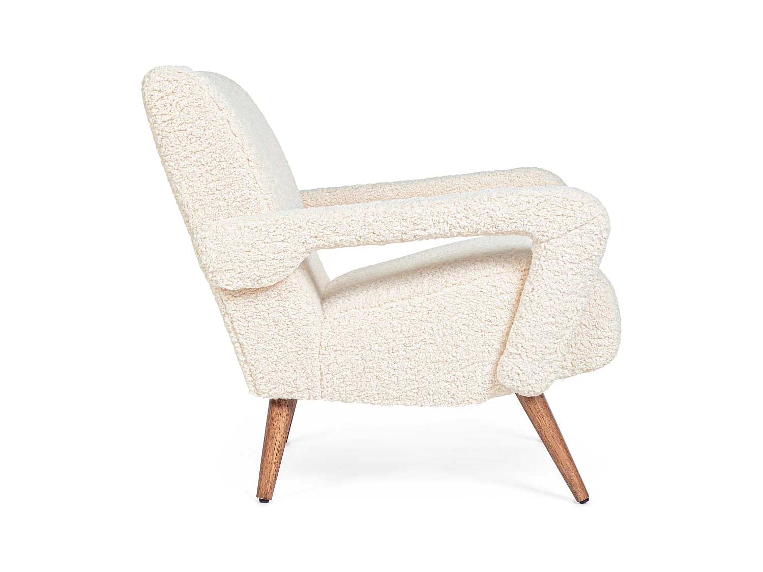 Fauteuil en polyester effet laine blanc Bagy