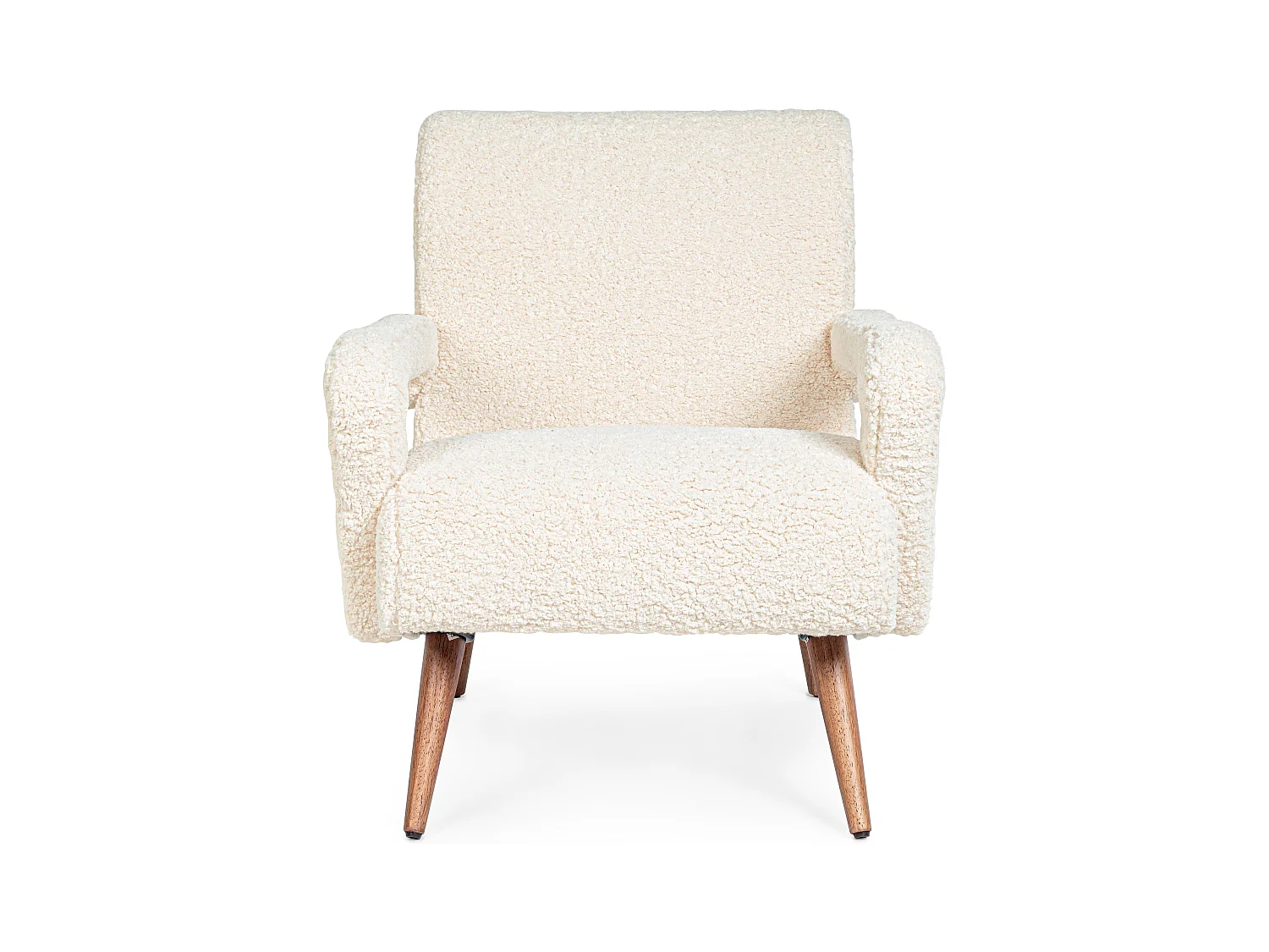 Fauteuil en polyester effet laine blanc Bagy
