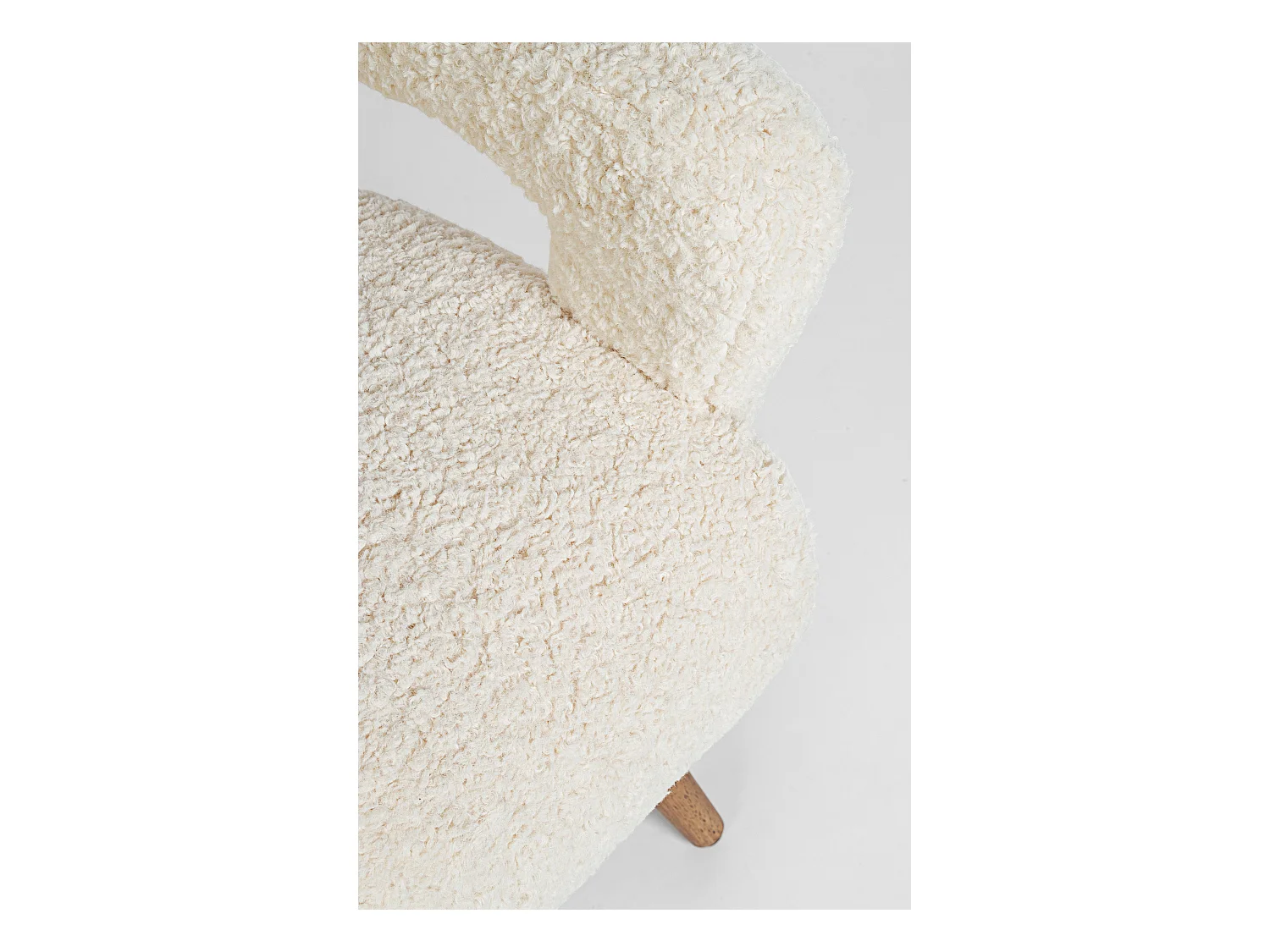 Fauteuil en polyester effet laine blanc Bagy