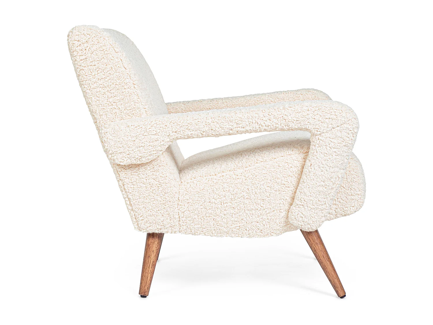Fauteuil en polyester effet laine blanc Bagy