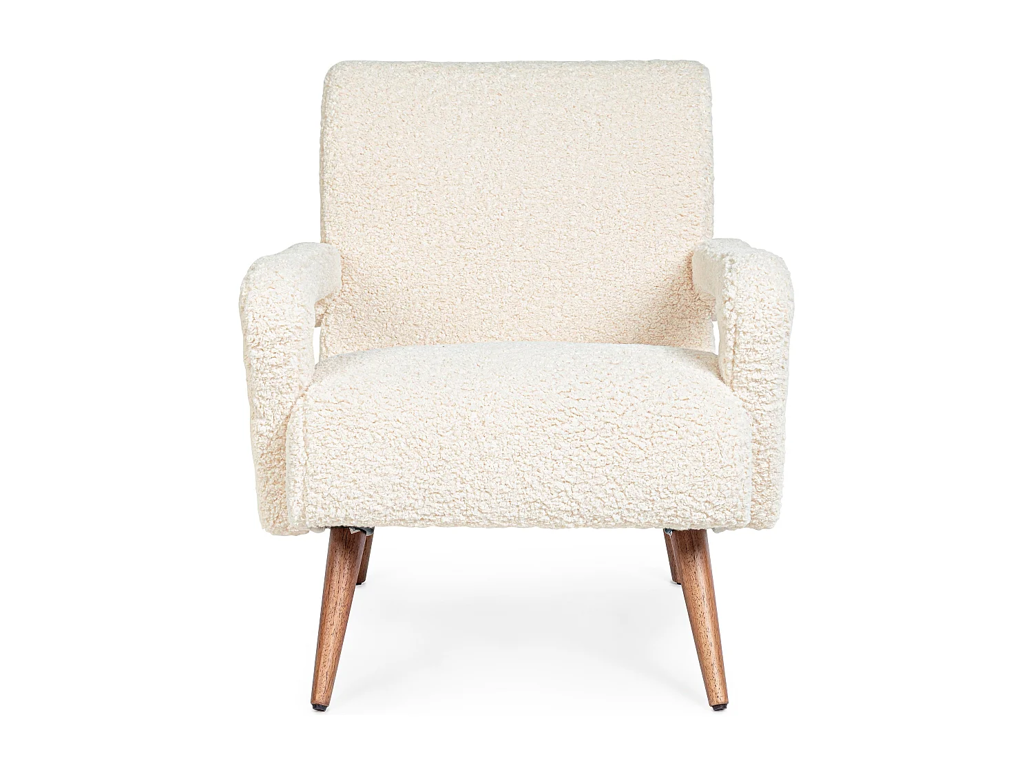 Fauteuil en polyester effet laine blanc Bagy