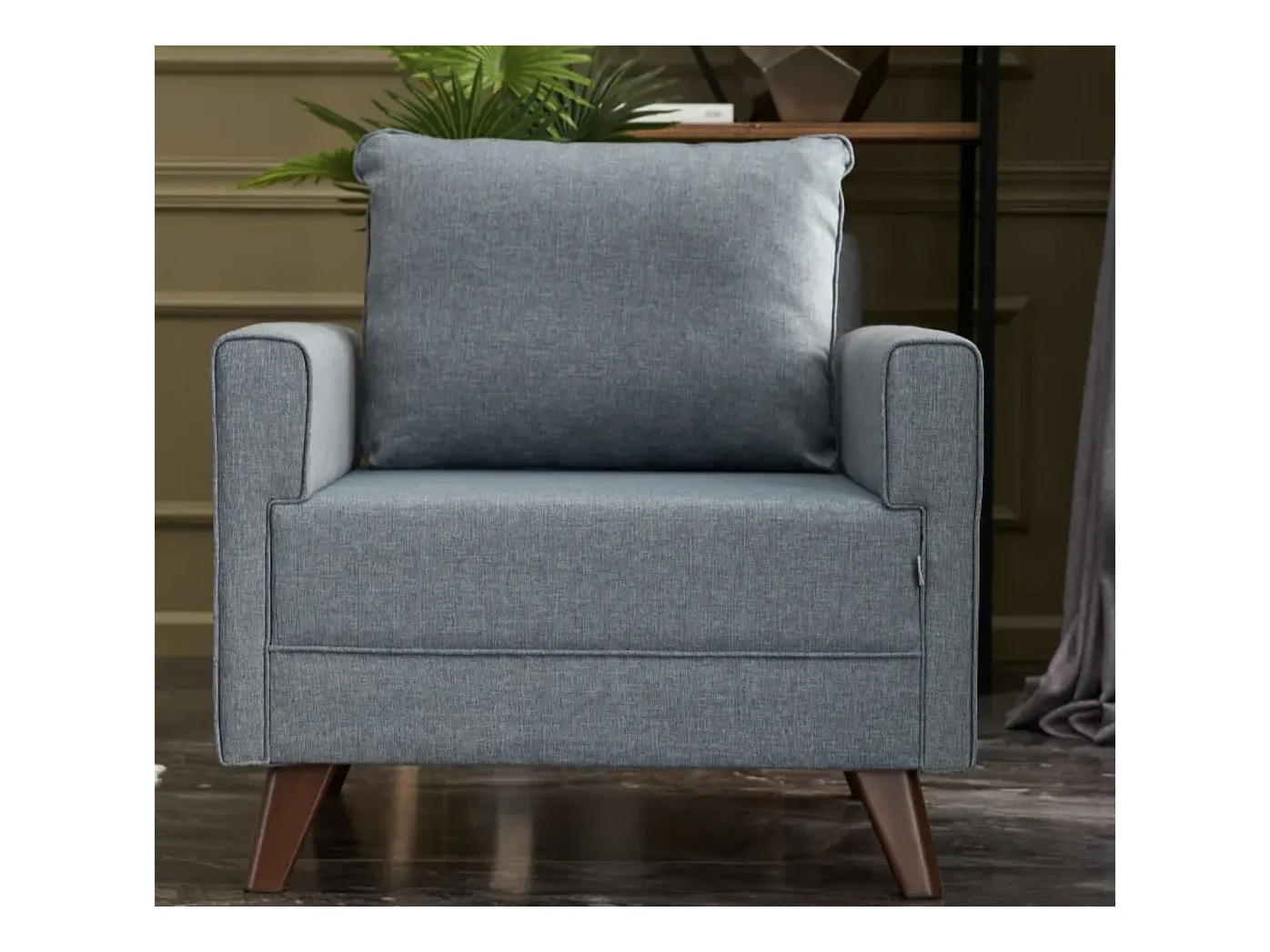 Fauteuil 1 place tissu bleu Kandy 82cm