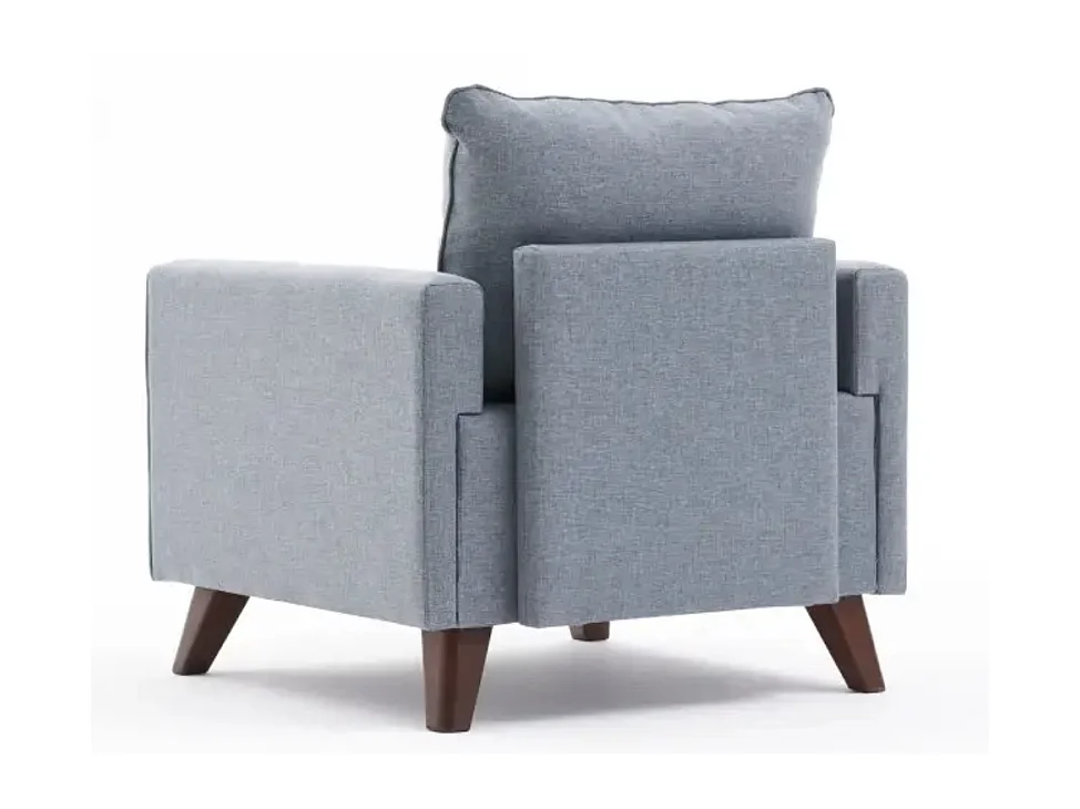 Fauteuil 1 place tissu bleu Kandy 82cm