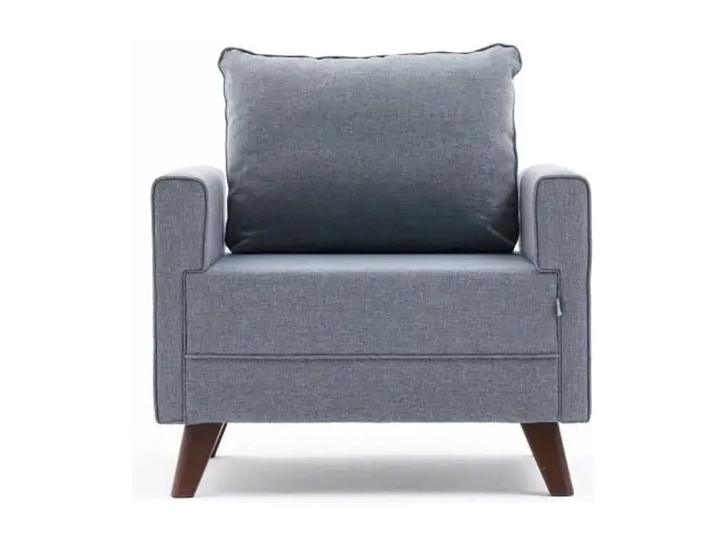 Fauteuil 1 place tissu bleu Kandy 82cm