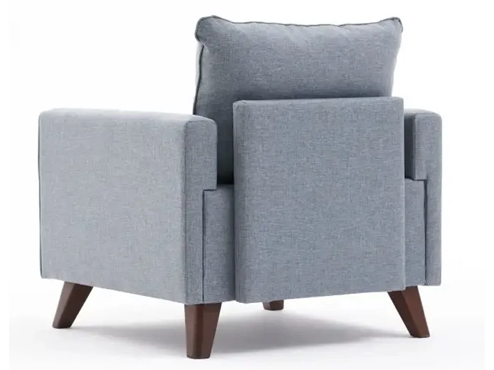 Fauteuil 1 place tissu bleu Kandy 82cm