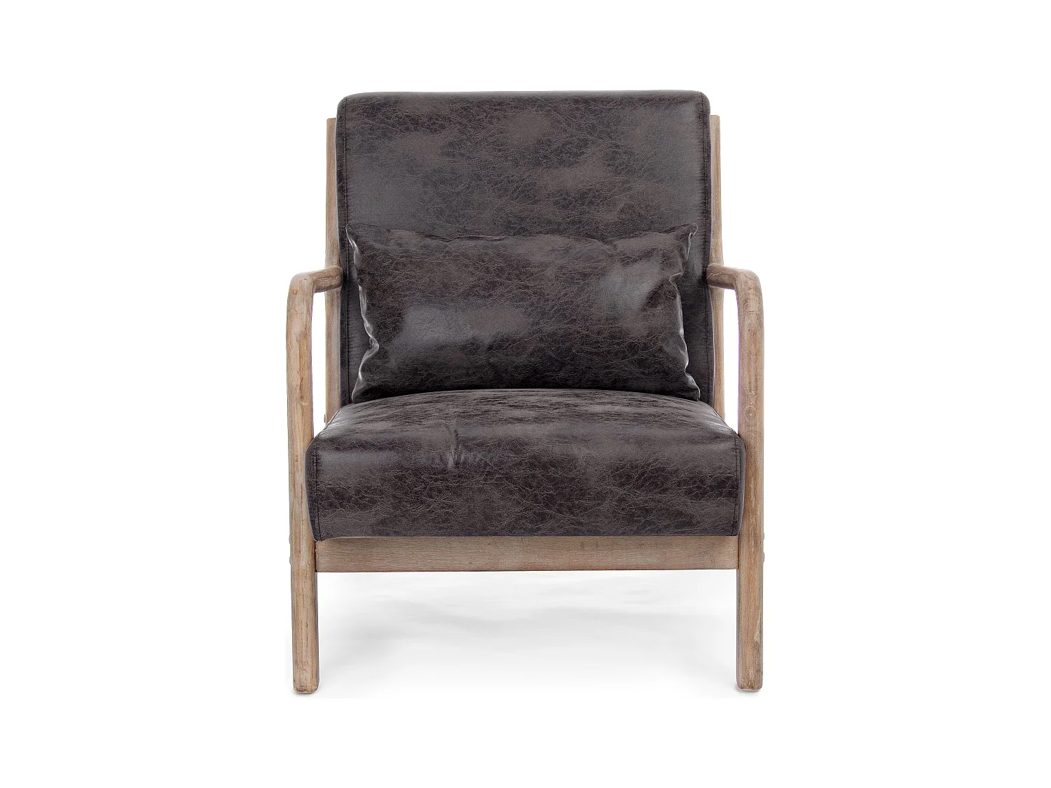 Fauteuil polyester marron foncé et pieds en bois d'hévéa Silla