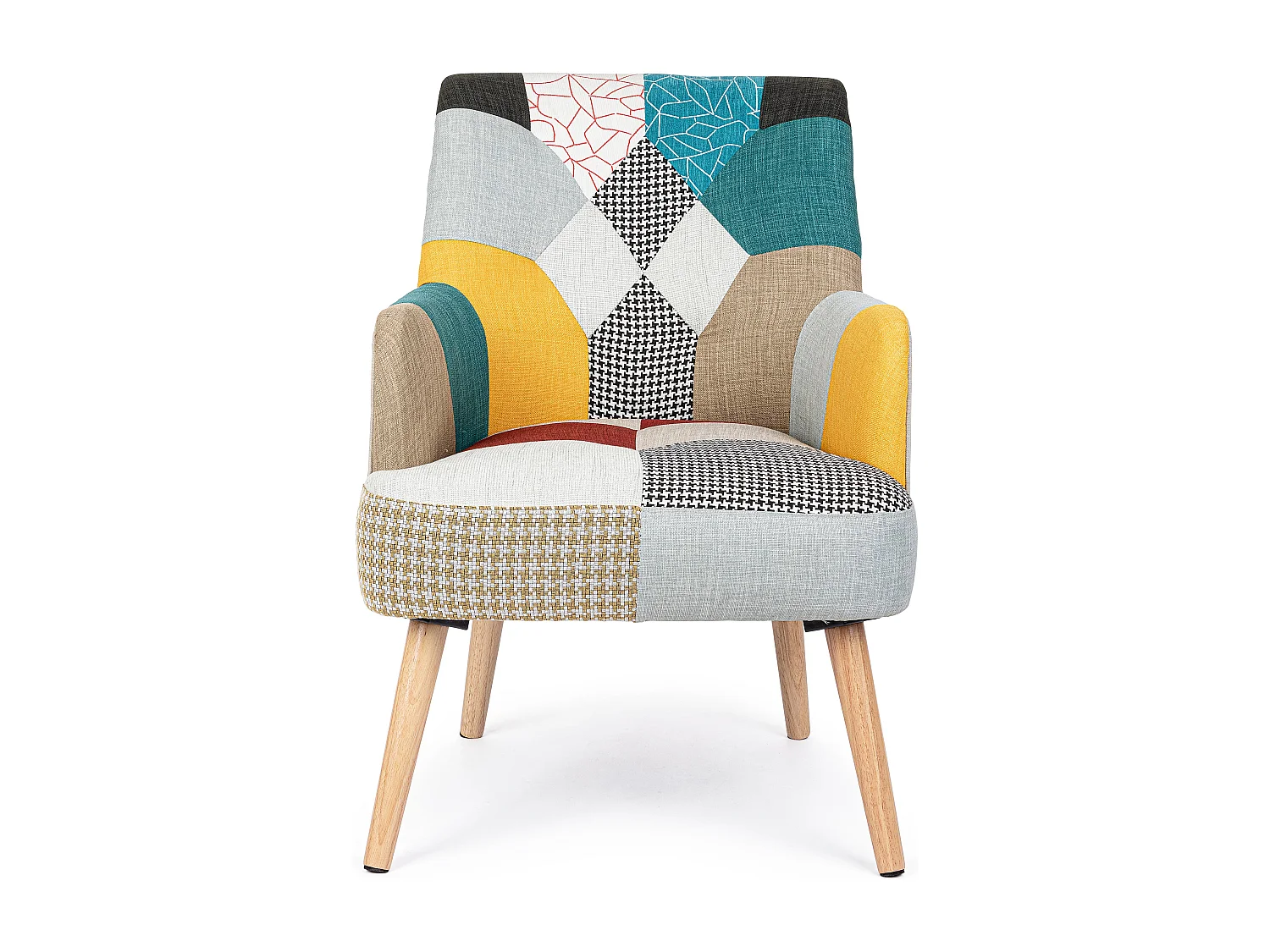 Fauteuil en bois de pin imprimé multicolore Gala