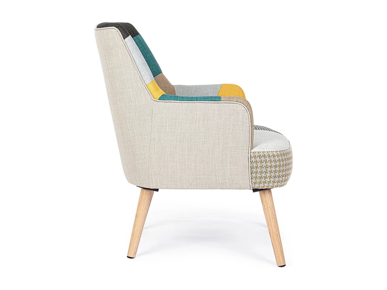Fauteuil en bois de pin imprimé multicolore Gala