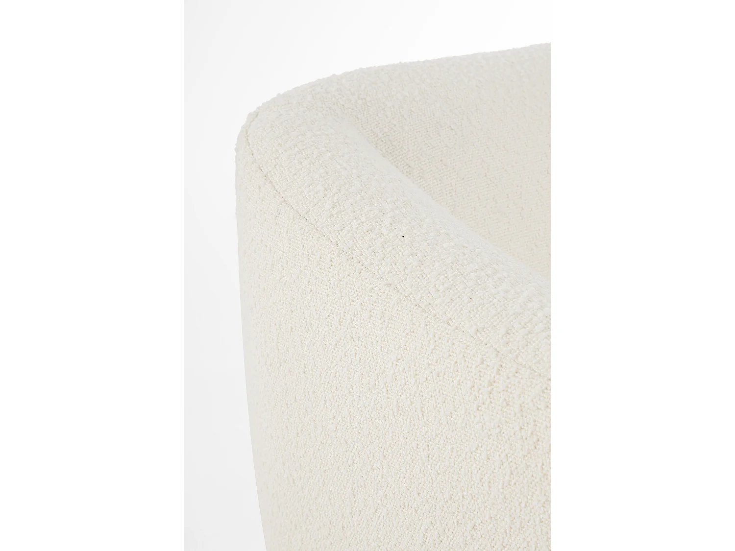 Fauteuil moderne tissu doux bouclé blanc et pieds acier noir Klody 78cm