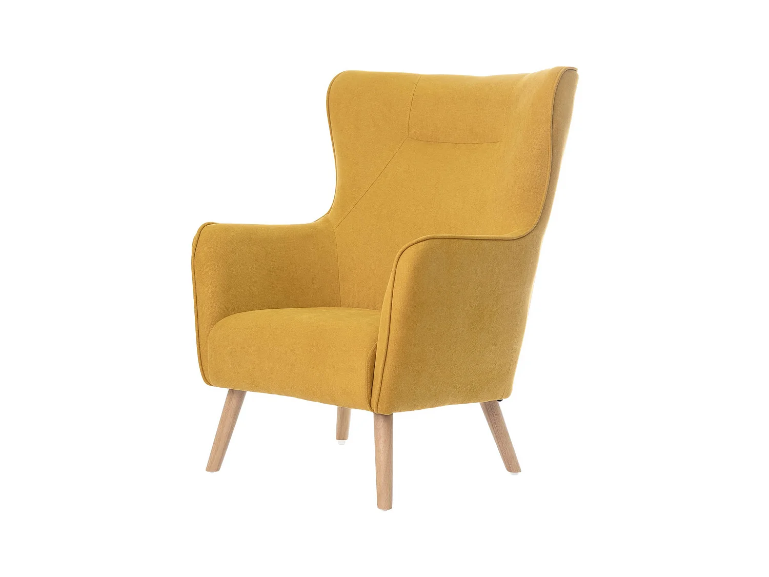 Fauteuil moderne dossier haut tissu jaune moutarde Muky 77cm
