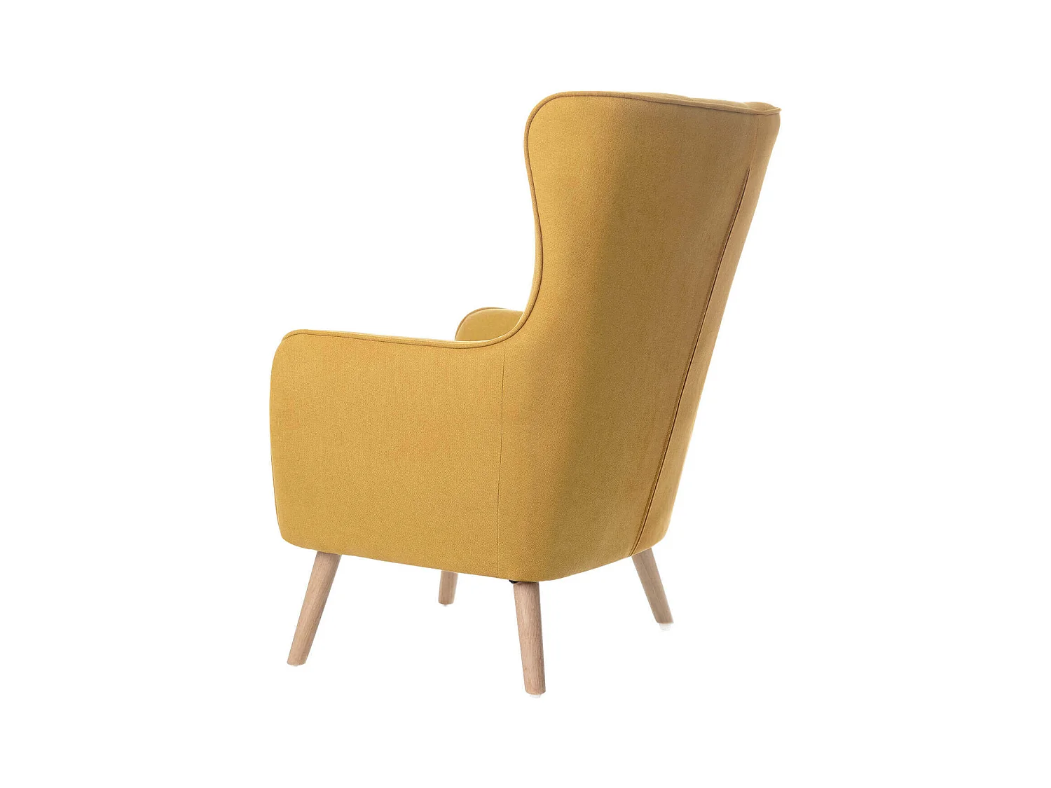 Fauteuil moderne dossier haut tissu jaune moutarde Muky 77cm