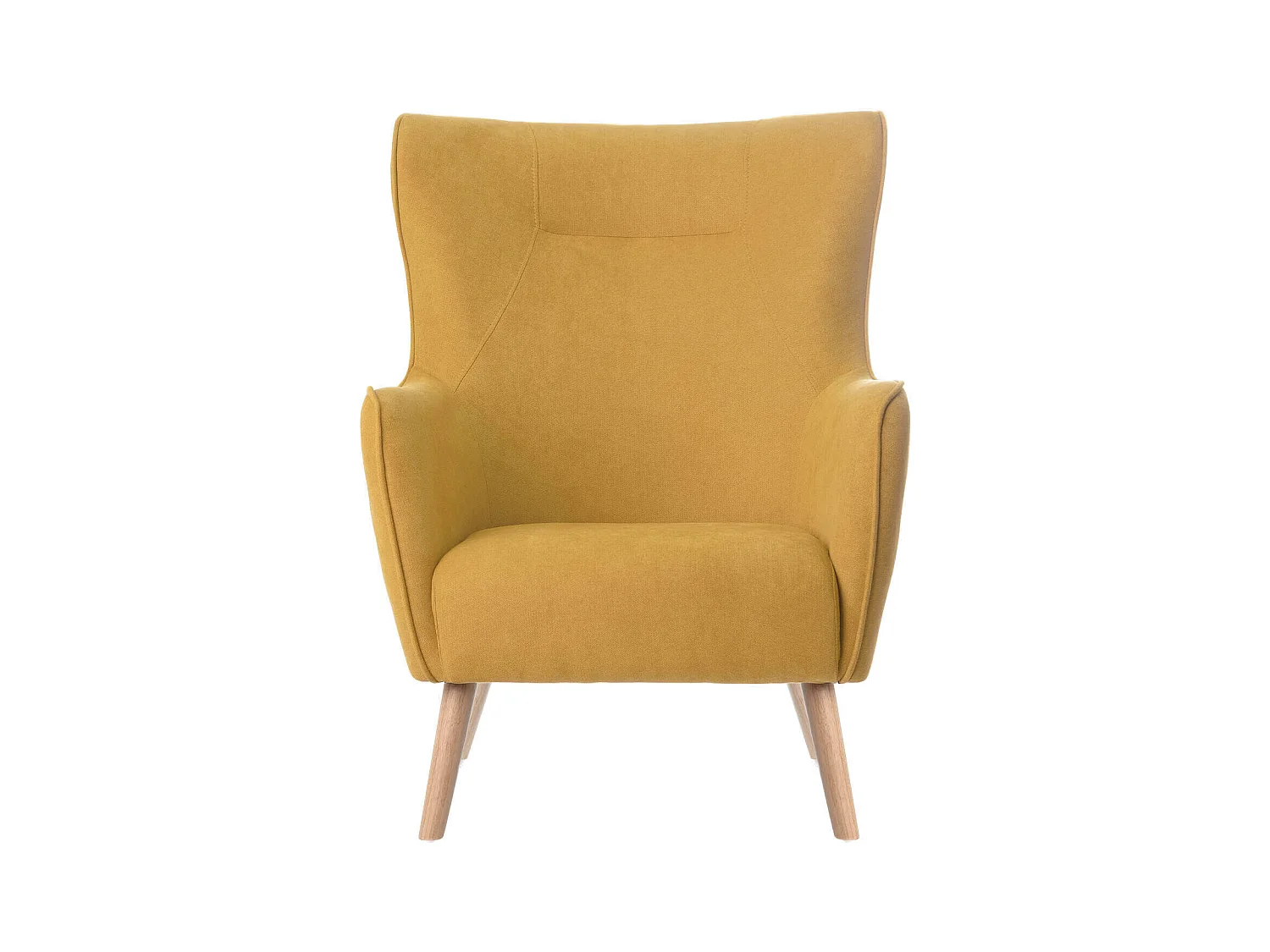 Fauteuil moderne dossier haut tissu jaune moutarde Muky 77cm