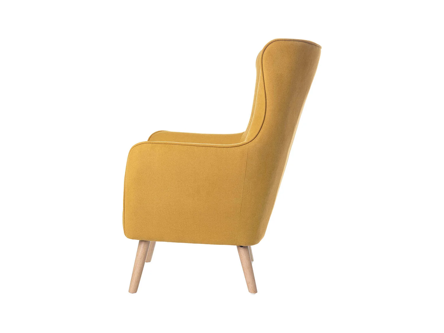 Fauteuil moderne dossier haut tissu jaune moutarde Muky 77cm