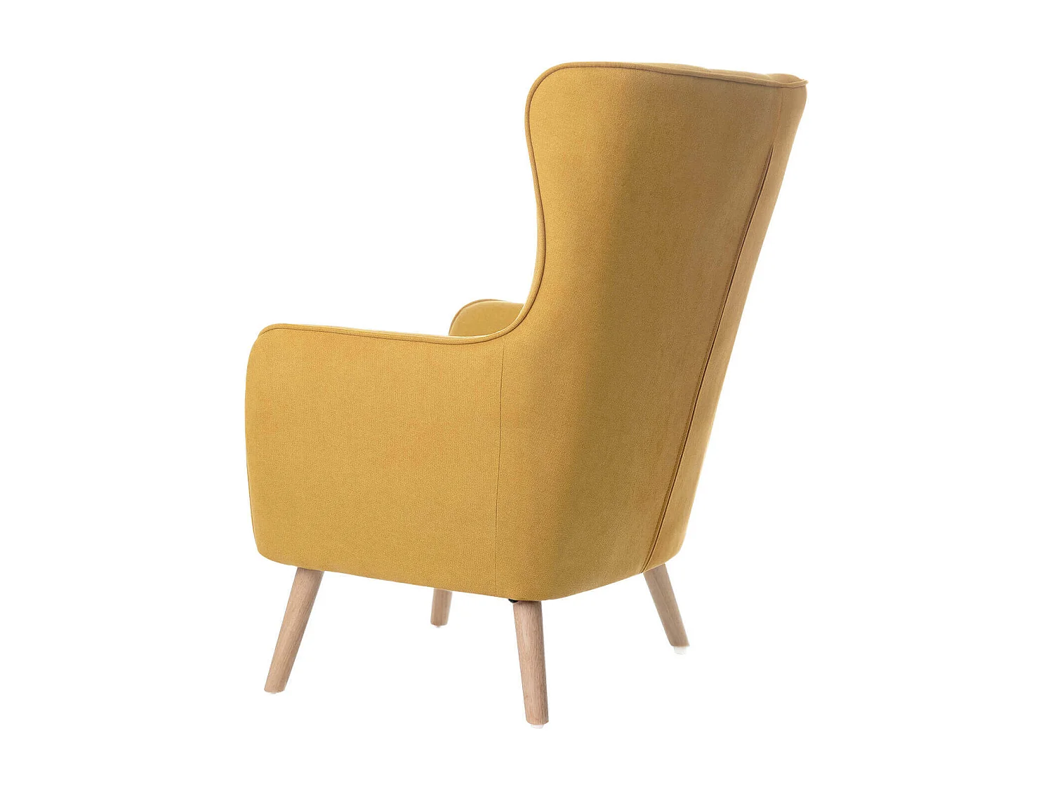 Fauteuil moderne dossier haut tissu jaune moutarde Muky 77cm
