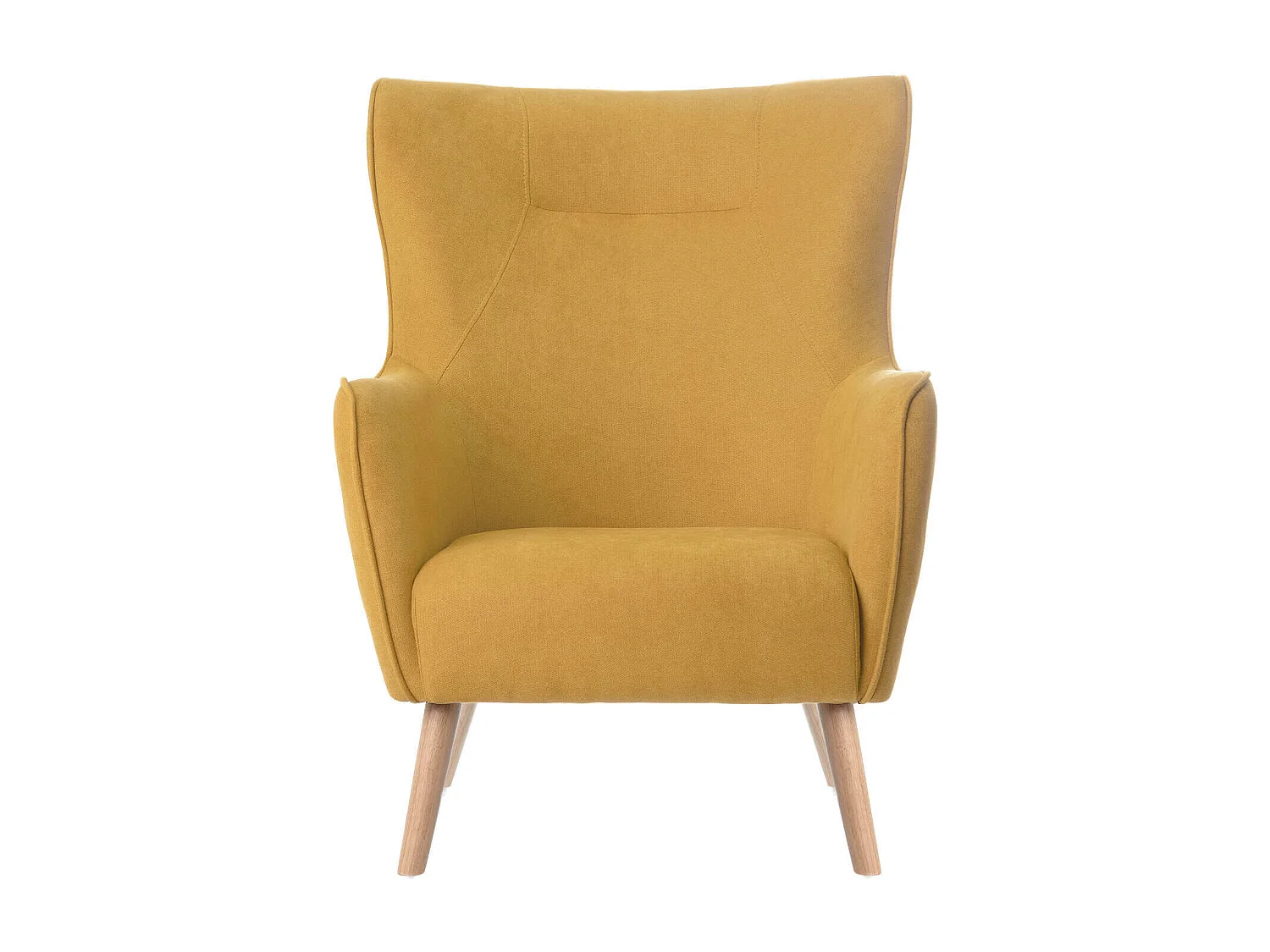 Fauteuil moderne dossier haut tissu jaune moutarde Muky 77cm