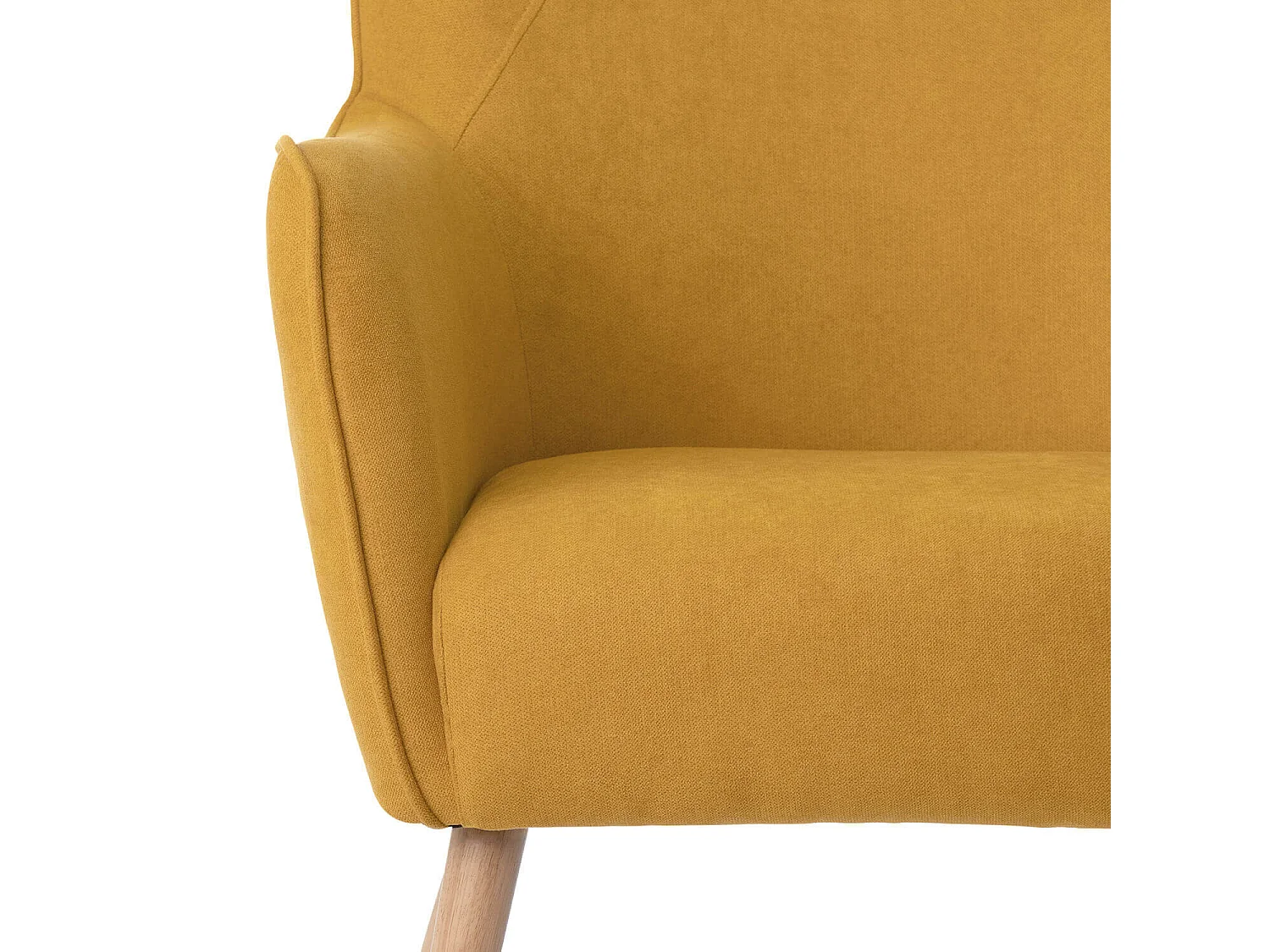 Fauteuil moderne dossier haut tissu jaune moutarde Muky 77cm