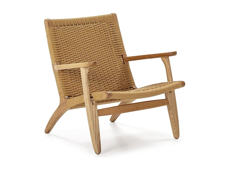 Lichthouten fauteuil met natuurlijk touw Petunia