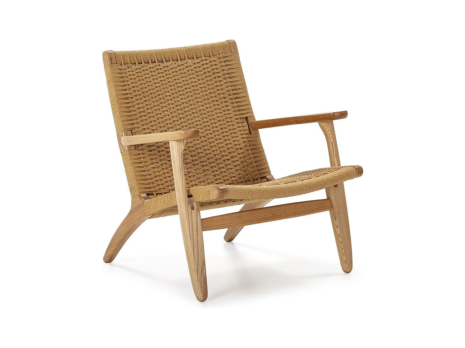 Lichthouten fauteuil met natuurlijk touw Petunia