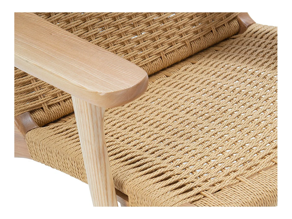 Lichthouten fauteuil met natuurlijk touw Petunia